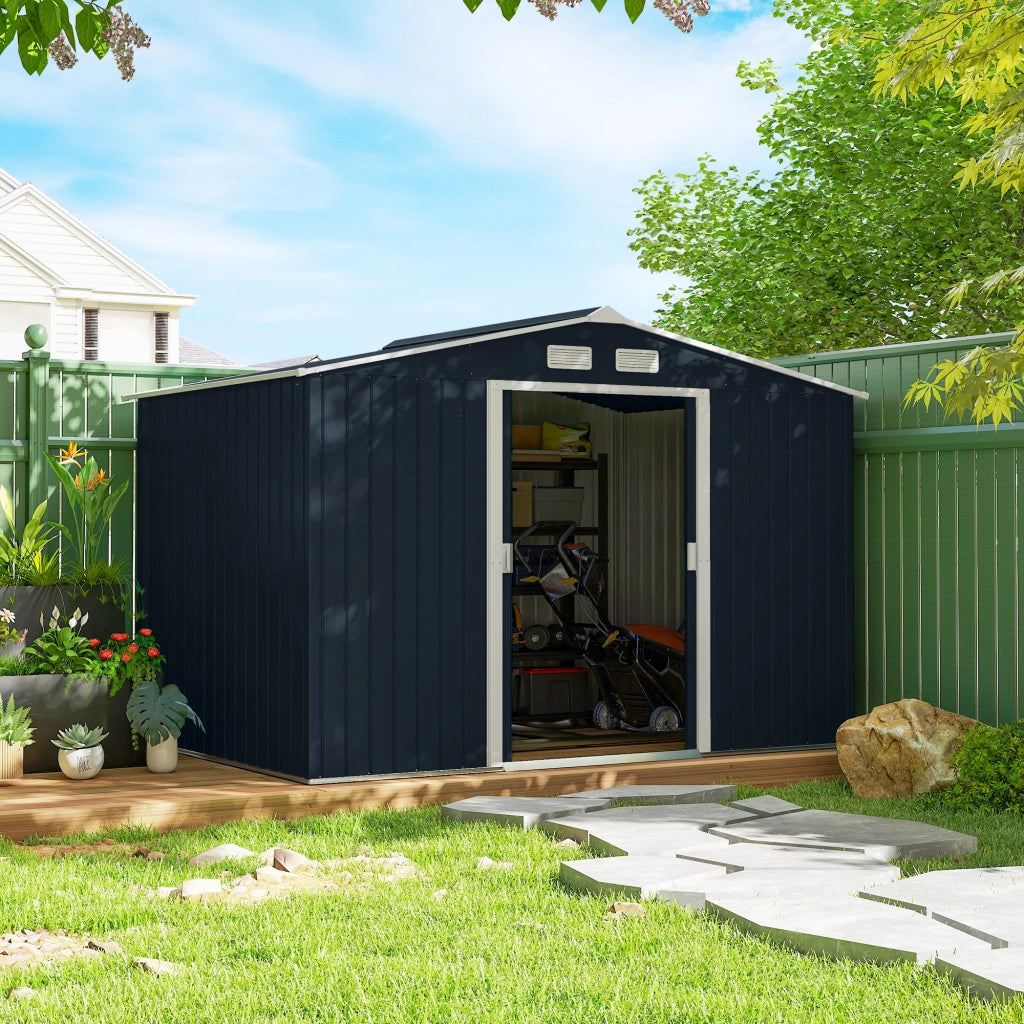 Casetta da giardino ¨C zephmum ¨C grigio scuro acciaio galvanizzato 277x195x192 cm
