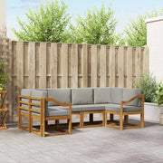 Set di divani da esterno 6 pcs Grigio Naturale e Chiaro