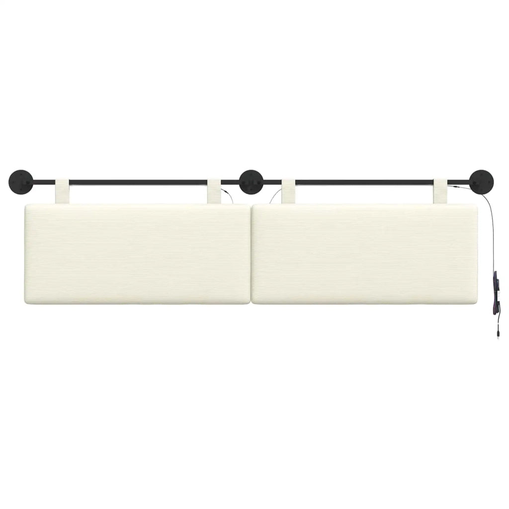 Testiera | Testata sospesa Con luce LED Crema Tessuto in Cords