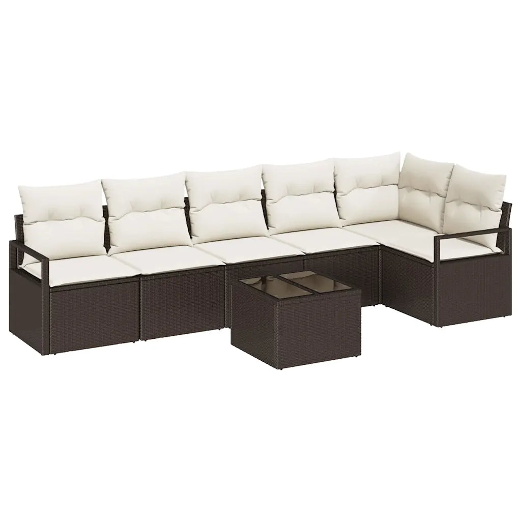 Set Divano da Giardino 7 pcs Marrone e Crema polyrattan 3355077