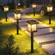 6 moderni lampade solari per esterno e giardino con design trasparente in vetro di wolframme a luce calda - decorazione per giardino e terrazza