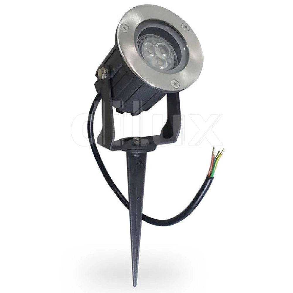 Trade Shop - Faretto Faro Cob Led Da Giardino 5w Watt Supporto Picchetto Luce Verde Ip 65 -