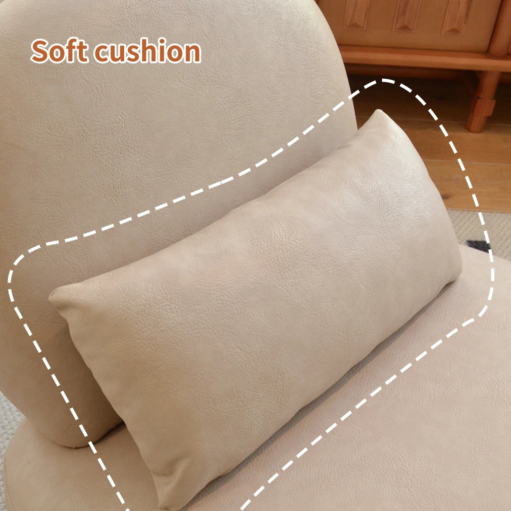 Poltrona senza braccioli con gambe in legno in tessuto camel