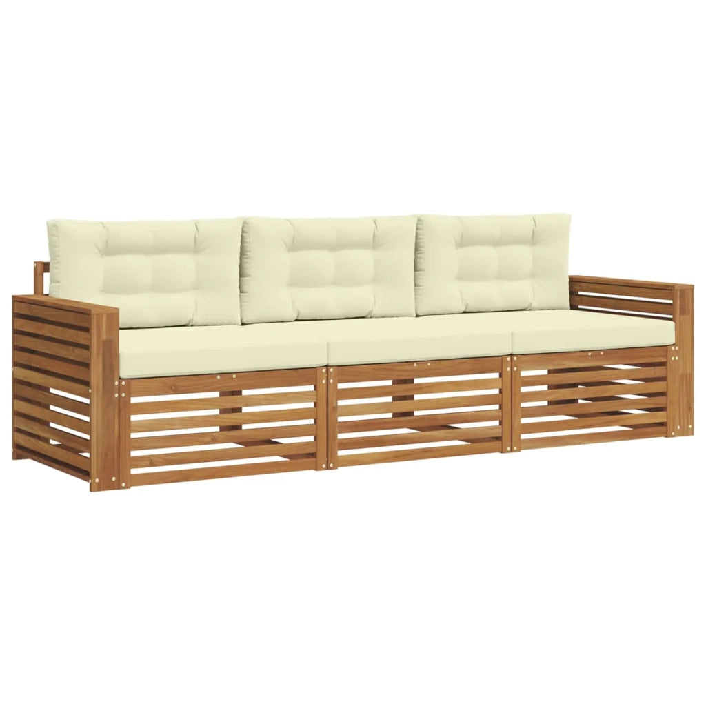 Set di divani da esterno con cuscino 3 pcs Naturale e Crema