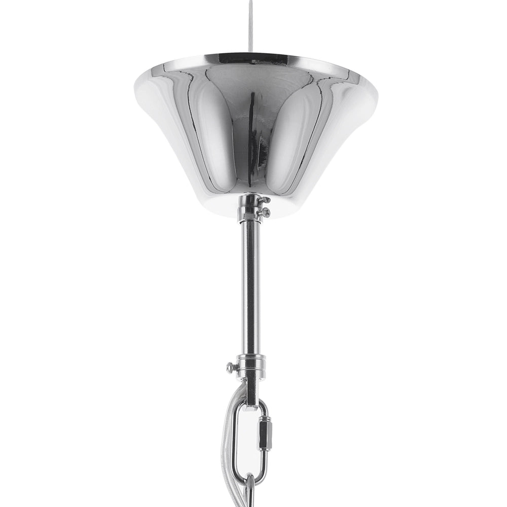 Lampada a Sospensione in Vetro Bianco Argento Illuminazione Industrial