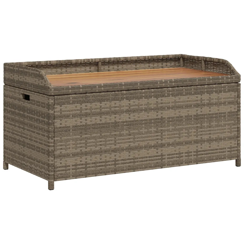 Panca Portaoggetti Giardino Grigia 100x50x52 Polyrattan Acacia 365950