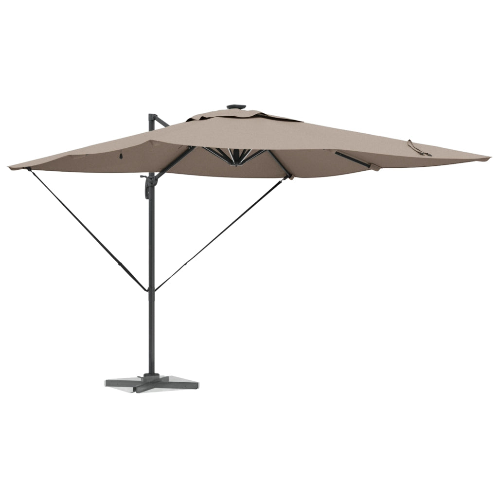 Ombrello a Sbalzo Roma con LED Tortora 286x285x270 cm Alluminio