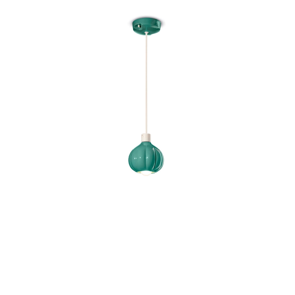 Lampadario Vintage Decò Afoxe&apos Alluminio Ceramica Turchese 1 Luce E14