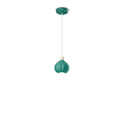 Lampadario Vintage Decò Afoxe&apos Alluminio Ceramica Turchese 1 Luce E14