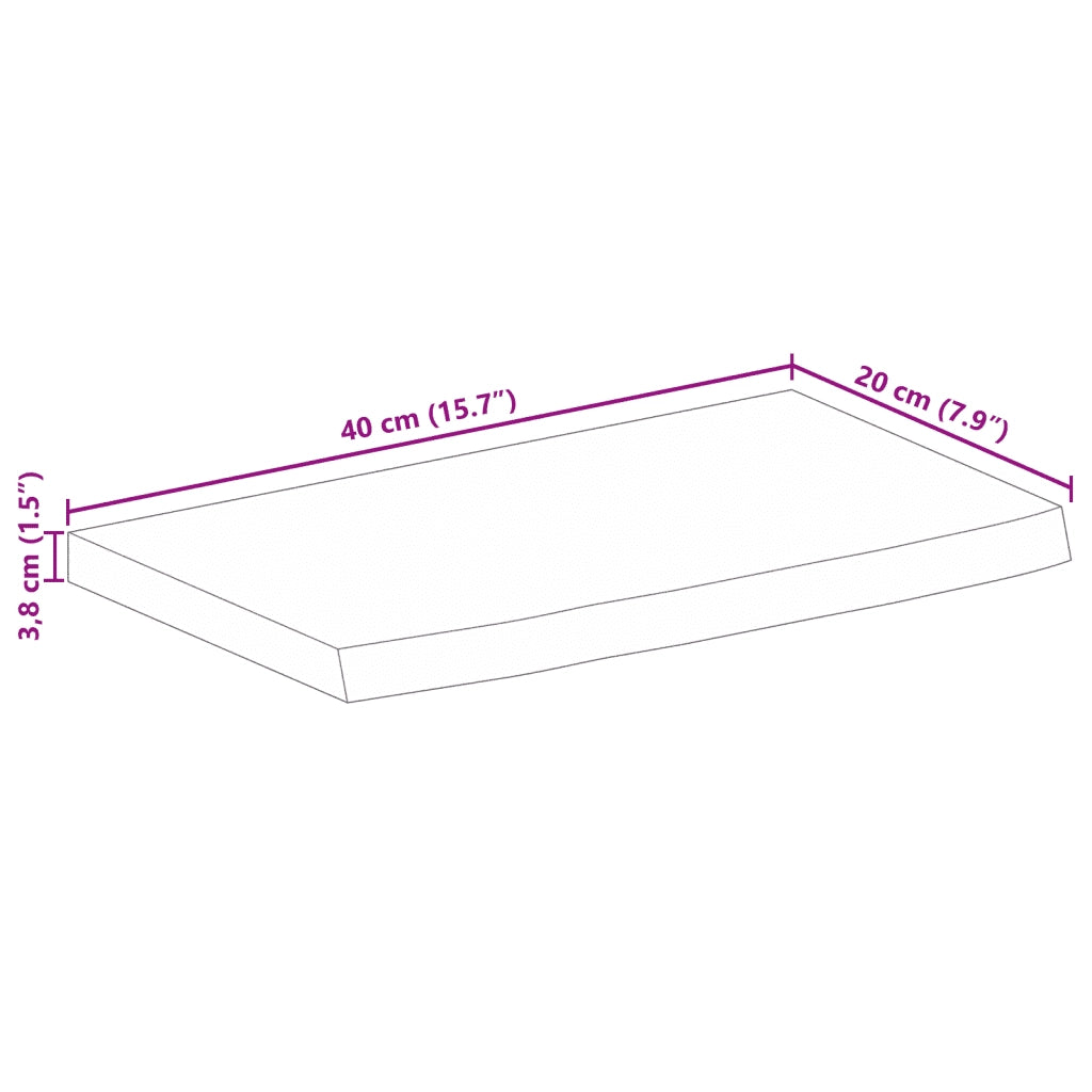 Piano Tavolo Bordi Vivi 40x20x3,8 cm in Legno Massello di Mango 370558