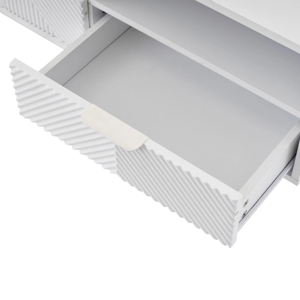Mobile TV Geometrico con Ante e Vano Contenitore ¨C MINIMAL ¨C Bianco, 200x40x51 cm