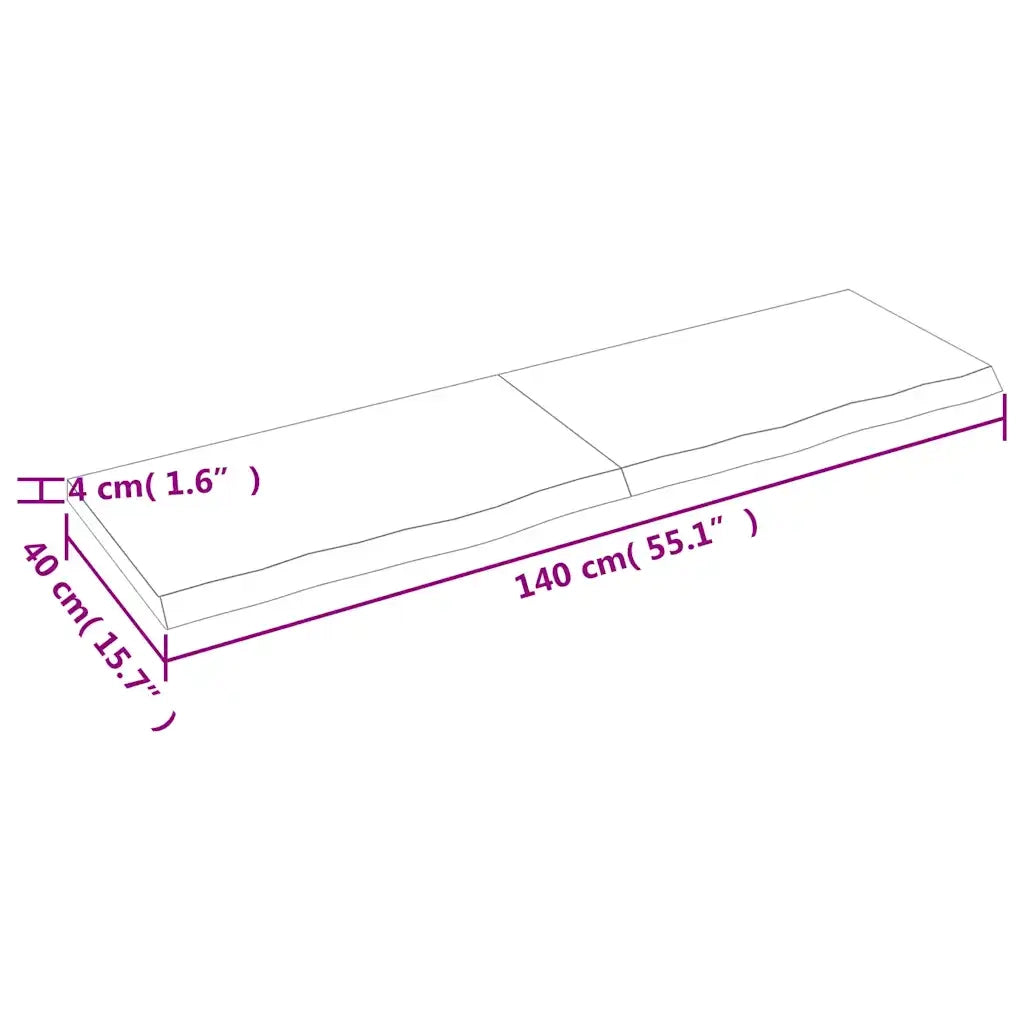 Piano Bagno Marrone 140x40x(2-4) cm Legno Massello Trattato 3156147