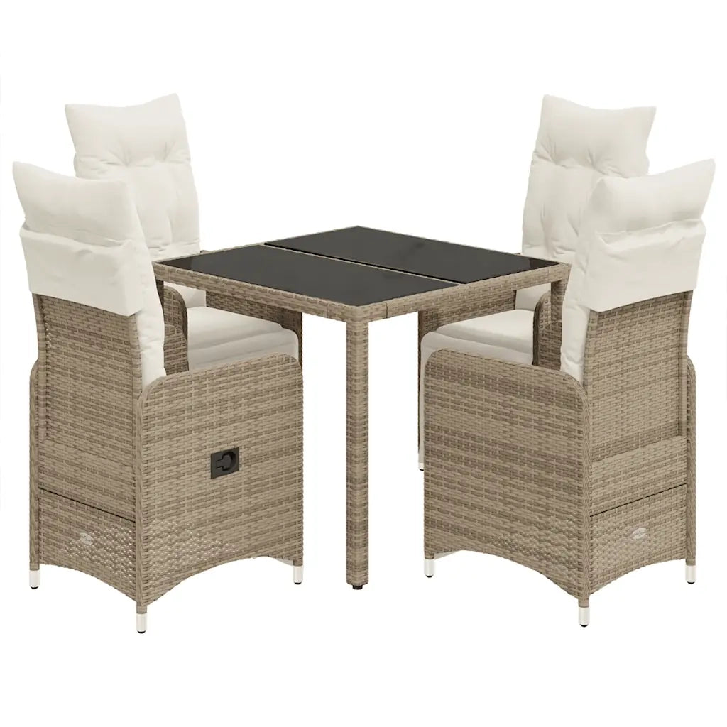 vidaXL Set Bistrò da Giardino 5 pz con Cuscini in Polyrattan Marrone