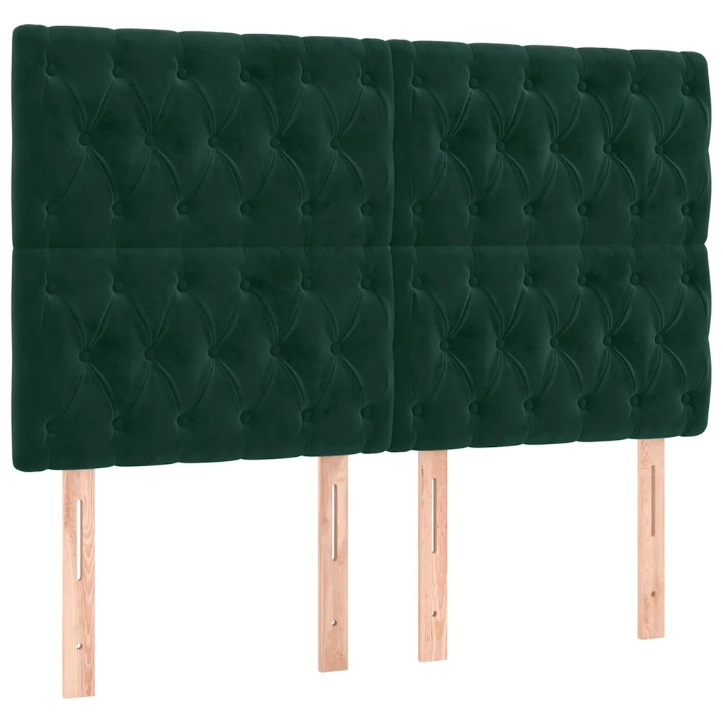 Testiera-Testata-Testiera Decorativa Verde Scuro 144x7x118/128 cm Velluto