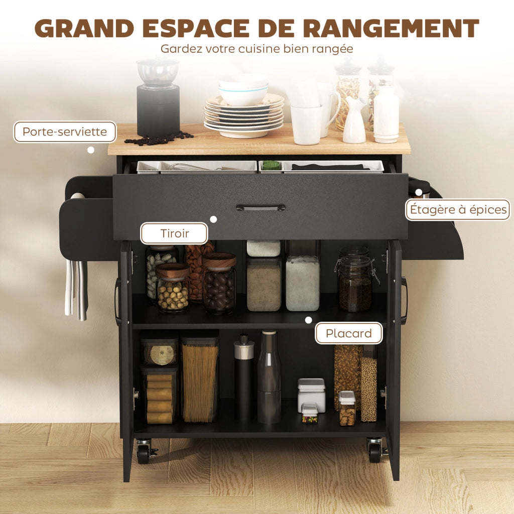 Isola da cucina con cassetti e ante ¨C Xylo ¨C Nero 105x36x85 cm