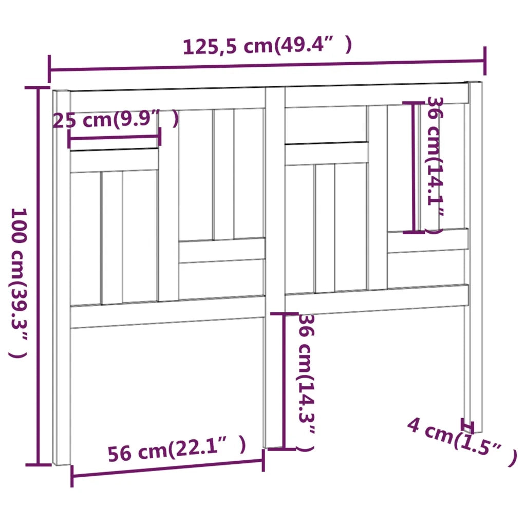 Testiera Letto-Testata-Testiera Decorativa 125,5x4x100 cm in Legno Massello di Pino 226559