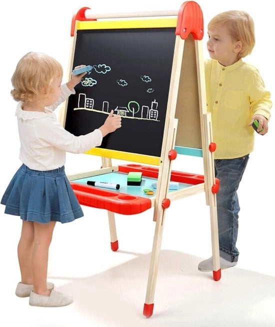 Tavolo da Disegno in Piedi - Tavolo da Disegno per Bambini con Ripostiglio - Tavolo da Disegno Regolabile - Tavolo da Disegno Bifacciale - Tavolo da Scrittura Ripiegabile - Tavolo da Disegno Magnetico - Giocattolo Educativo - Cavalletto da Pittura