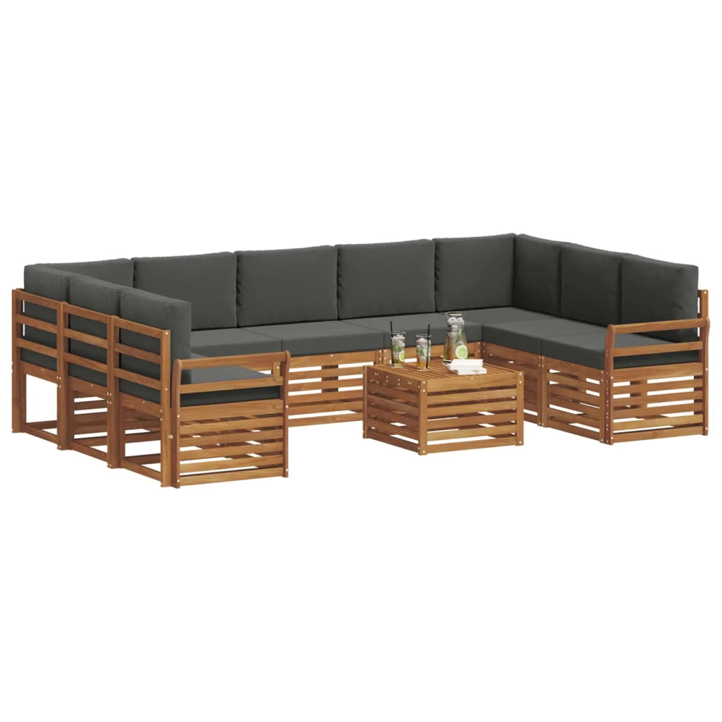 Set divani 10 pcs Naturale e Antracite Legno di Acacia Massello 3375522