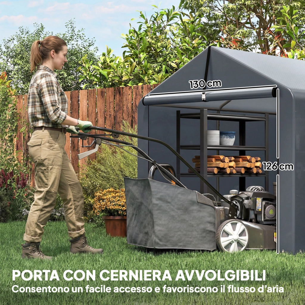 Tenda Garage Impermeabile ¨C zephmum ¨C Grigio, Acciaio Zincato, 162x221.5x163 cm