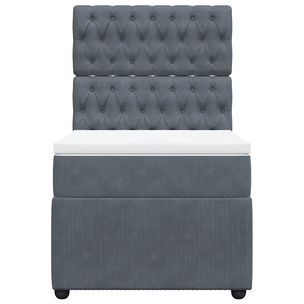 Giroletto a Molle con Materasso Grigio Scuro 90x200 cm Velluto