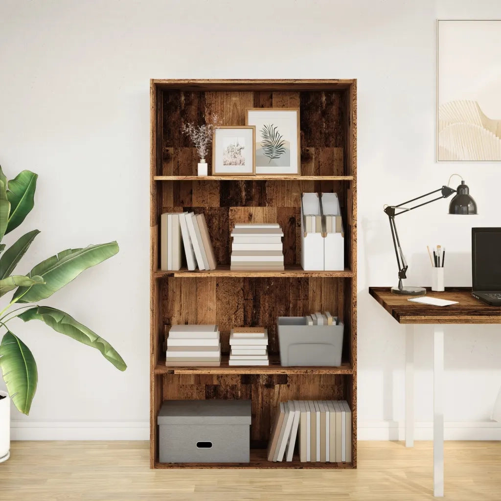 Libreria-Scaffale per Libri-Mobile di Stoccaggio Legno Antico 80x30x152 cm in Legno Multistrato