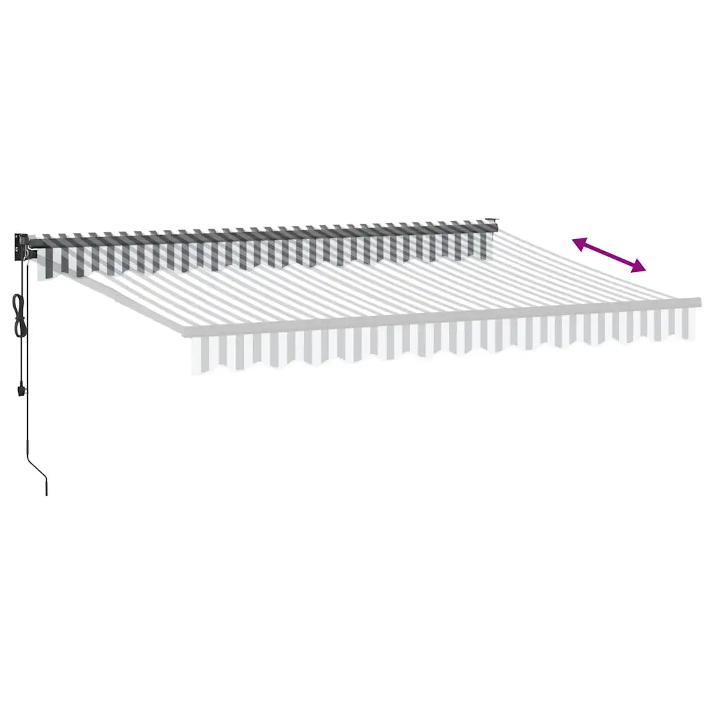 Tenda retrattile-Tenda parasole per balcone Antracite e Bianca 3,5x2,5m Tessuto/Alluminio 469504