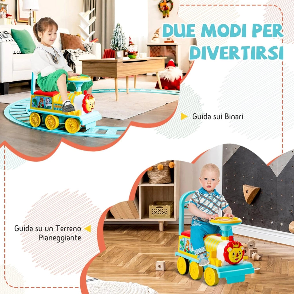 Trenino Elettrico per Bambini, Treno Giocattolo con 16 Pezzi di Binari, con Luci e Suoni, Scatola di Stoccaggio, Regalo per Bambini Anni 3+ (Blu)