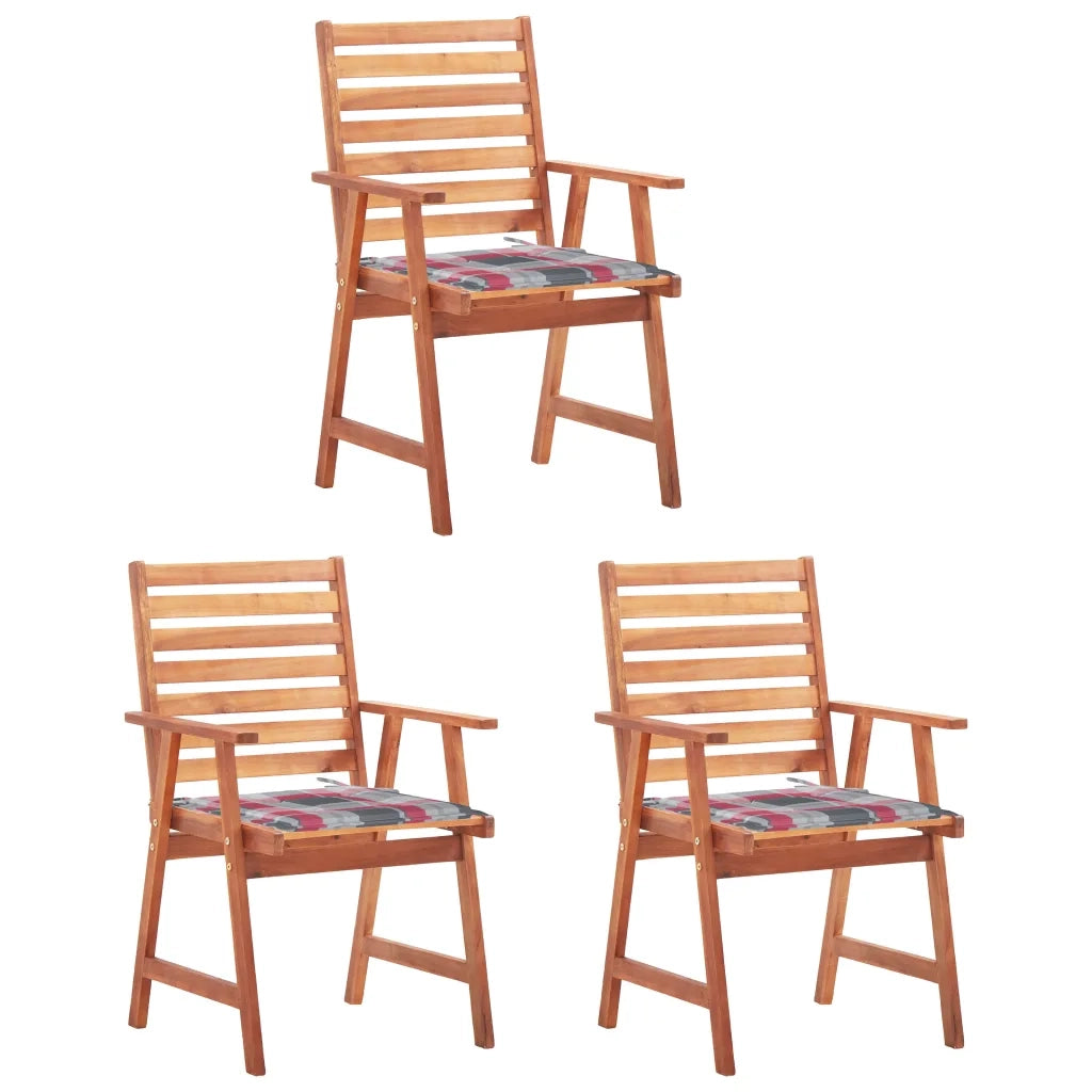 Sedie da Pranzo da Esterni con Cuscini 3 pz Massello di Acacia cod mxl 8122