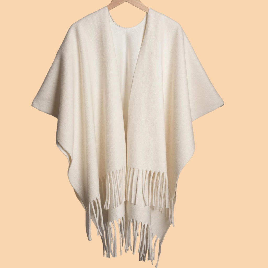 Sciarpa da donna classica, versatile, a tinta unita, spessa, con nappe e ampia, calda.