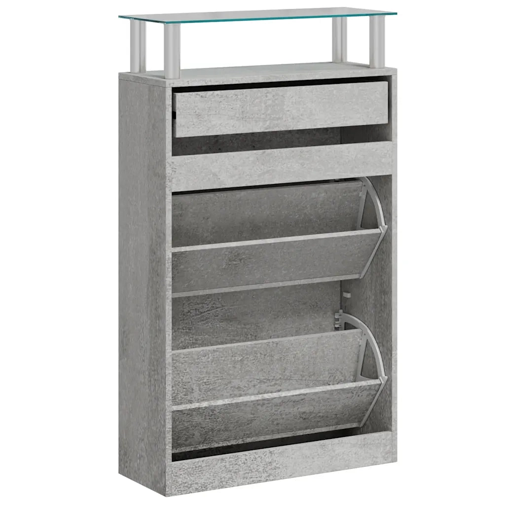 Scarpiera Grigio Cemento 63x24x104 cm in Legno Multistrato 342565