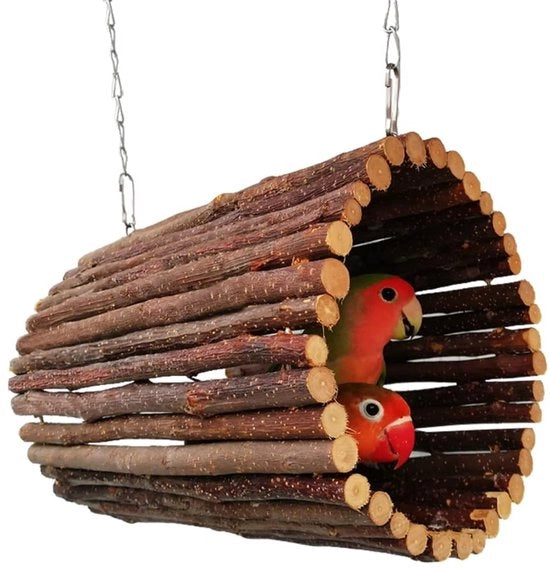 Tunnel per Pappagalli in Legno - Resistente - Appartamento per Uccelli - Adatto per Pappagalli - Progettato per un Ampio Spazio - Realizzato in Legno di Melo - Giocattolo per Uccelli