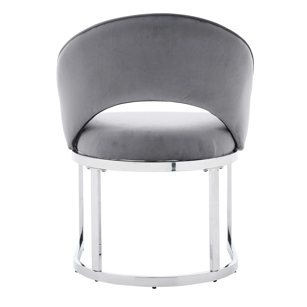 Set di 2 sedie da pranzo in velluto grigio con gambe in metallo argentato, design moderno, montaggio semplice