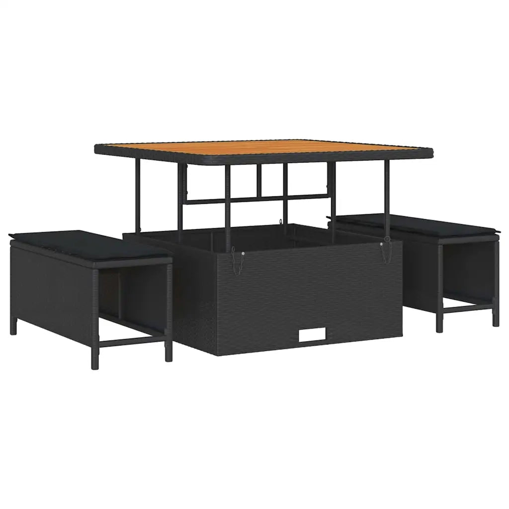 Set Divano da Giardino Nero 264 x 62 x 85 cm Poly Rattan