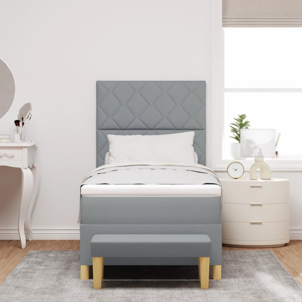 Letto con Box Spring e Materasso Grigio Chiaro 100x200 cm Tessuto