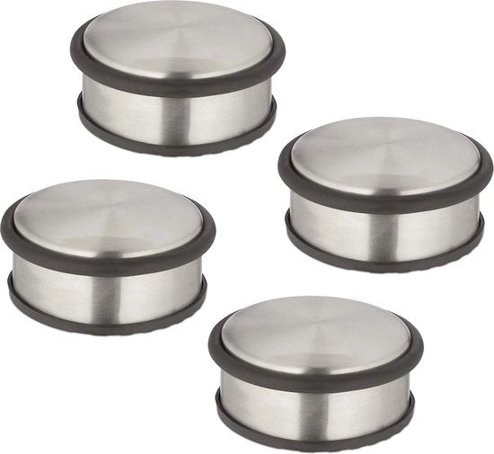 Set di fermacarte in acciaio inossidabile da 4 - Fermacarte piatti pesanti da 4,5 x 10,5 cm - Antiscivolo Argento/Nero