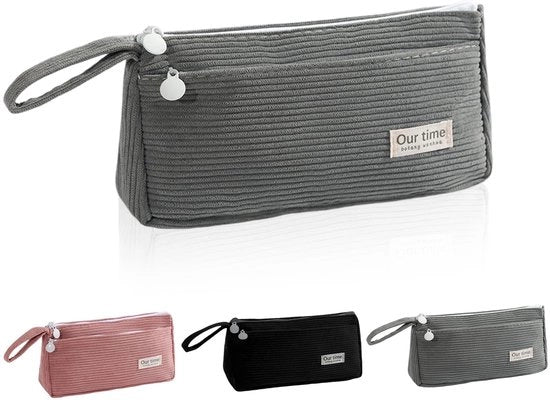 Etui estetico per ragazze, ragazzi, adulti, etui shaker, grande, portatile, etui scuola (grigio)