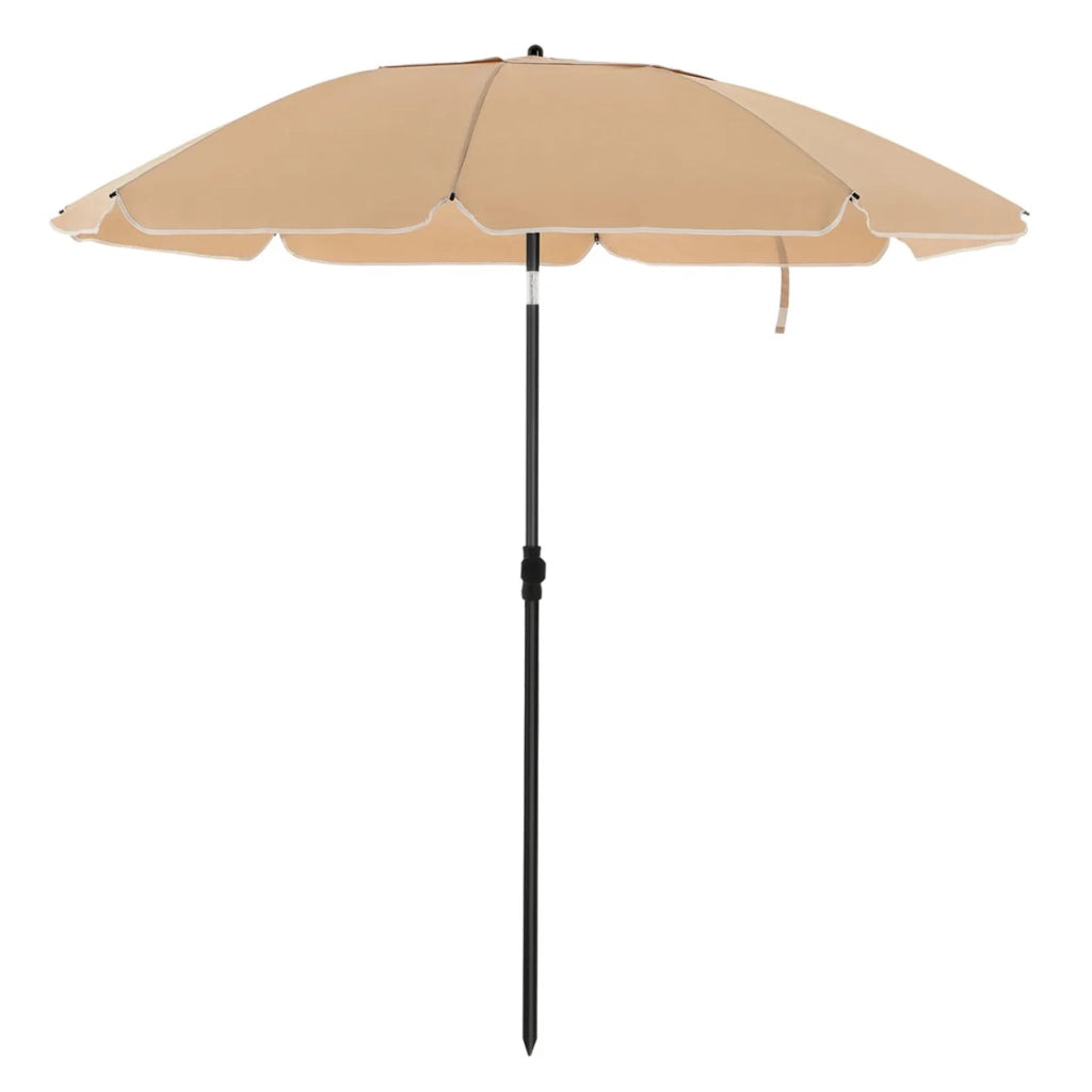 Ombrellone da giardino diametro 2 m protezione UPF 50+ inclinabile portatile antivento stecche in fibra di vetro con borsa tortora 12_0001817