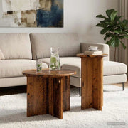 Set tavolini 2 pz Legno antico Ø 45 x 35 cm 8001035