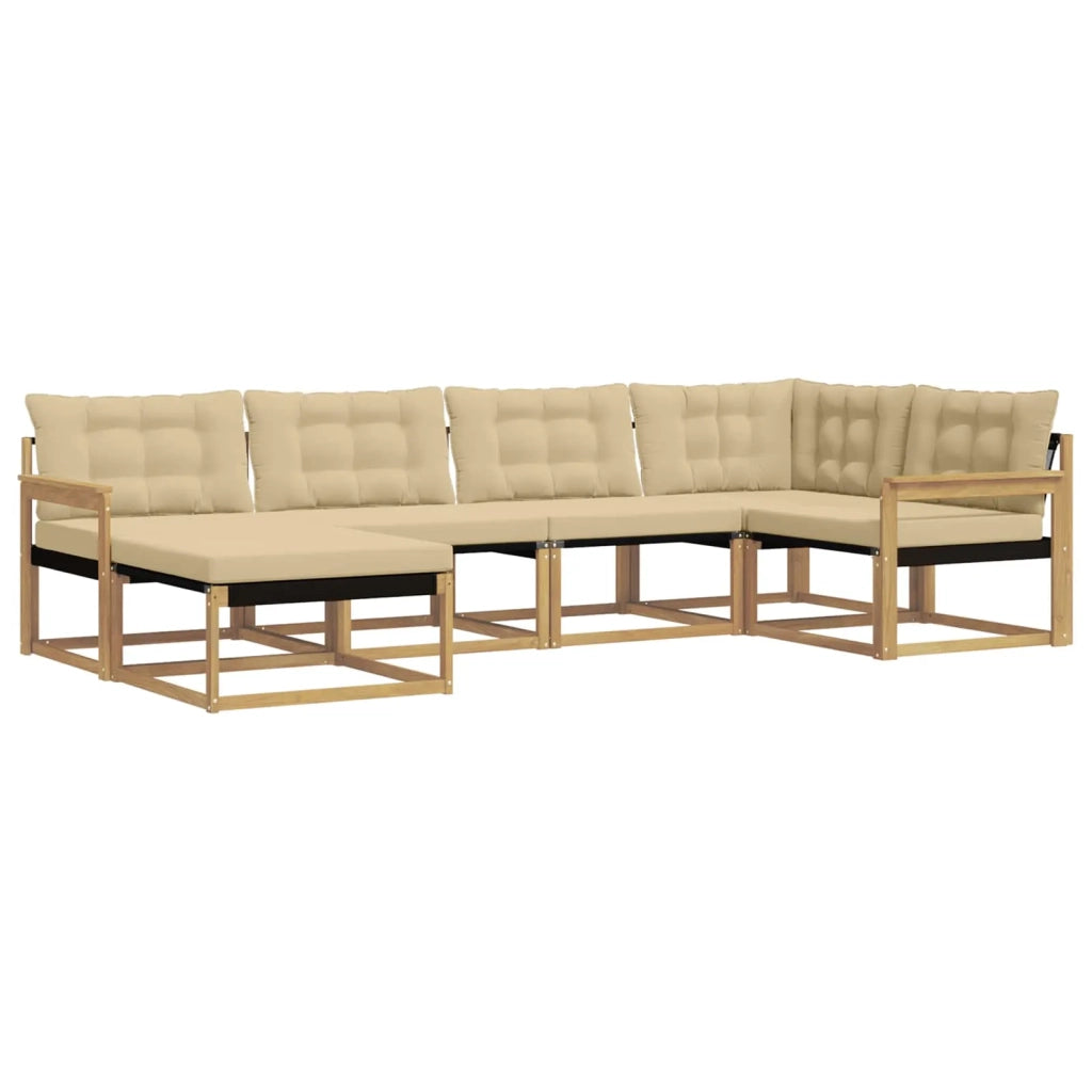 Set di divani da esterno con cuscino 6 pcs Bianco e Beige