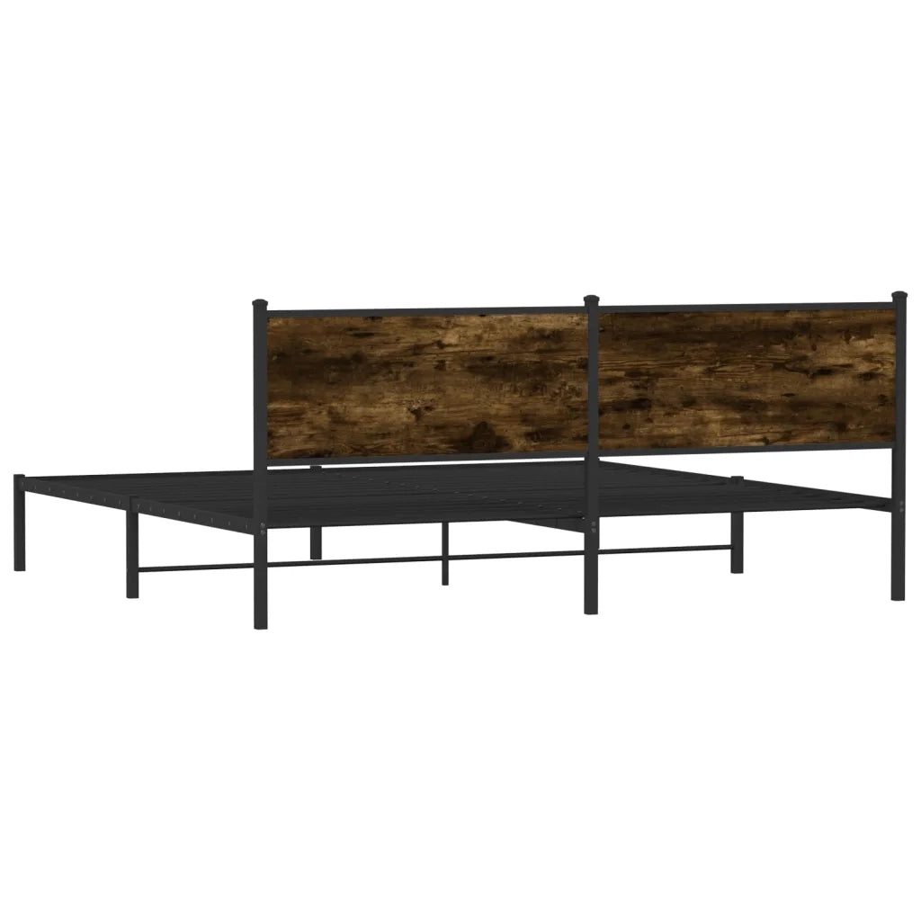 vidaXL Giroletto senza Materaso in Metallo Rovere Fumo 200x200 cm