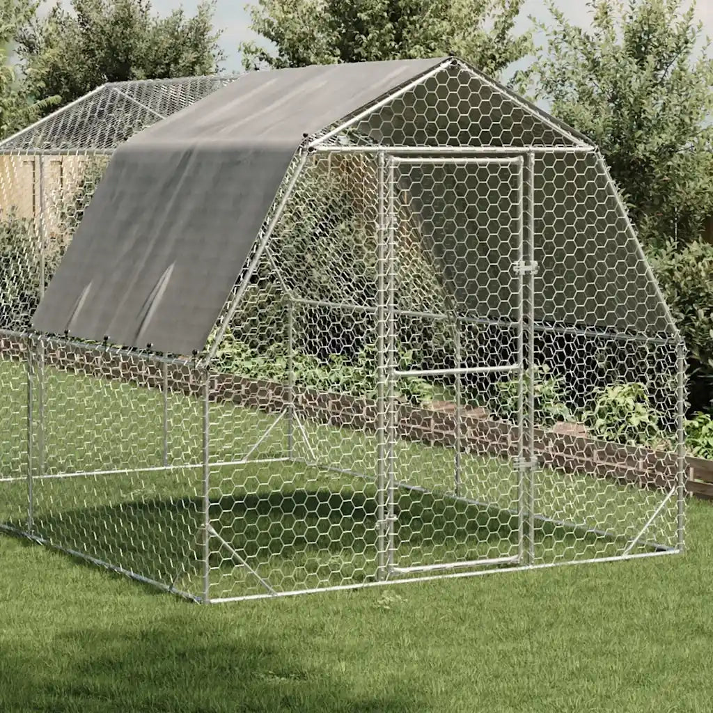 vidaXL Recinto per Polli con Tetto 2,5x4x2,25 m in Acciaio Zincato