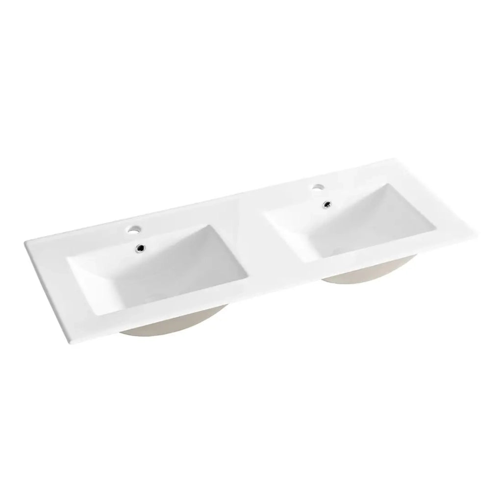 Lavabo incasso AXIS 120 cm doppio lavabo ceramica bianco lucido design