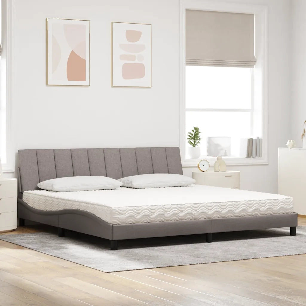 Letto con Materasso Hanko Tortora 200x200 cm in Tessuto 3310556