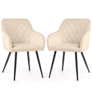 Set di 2 Sedie in velluto con cuciture a rombi VELTO Beige gambe nere