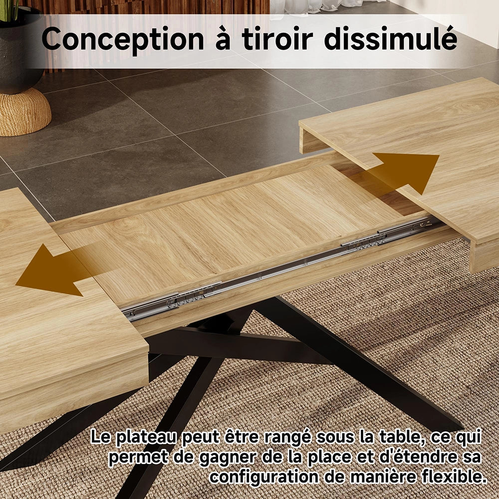 Tavolo Estensibile Xylo 140/180x80cm - Quercia e Piedi Metallici