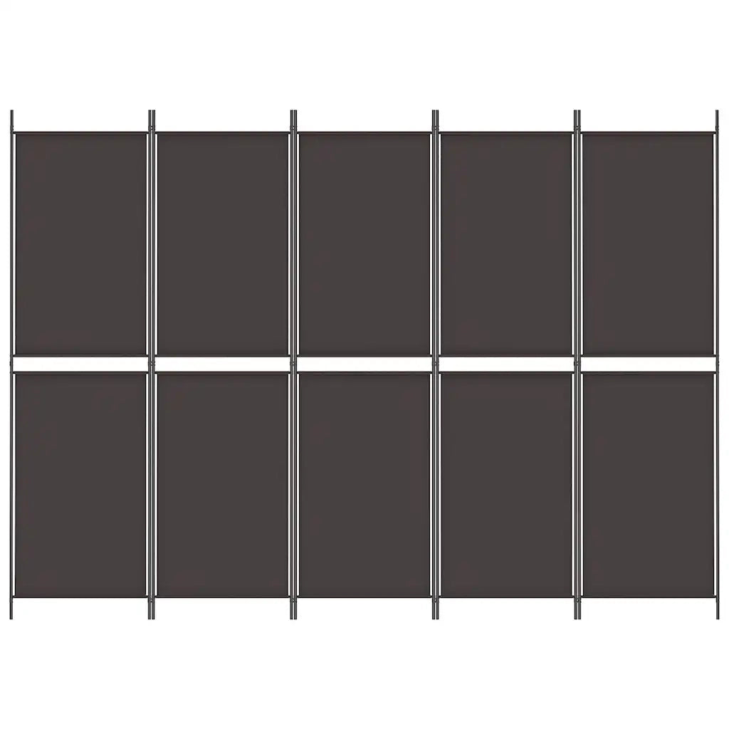 Divisorio a 5 Pannelli Marrone 250x180 cm in Tessuto 350219