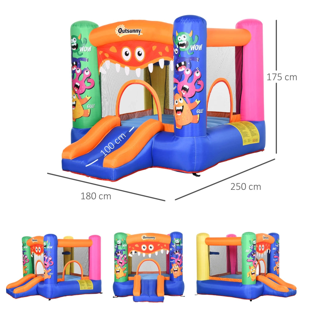 Castello Gonfiabile Bambini con Scivolo e Canestro ¨C zephmum ¨C 250x180x175 cm