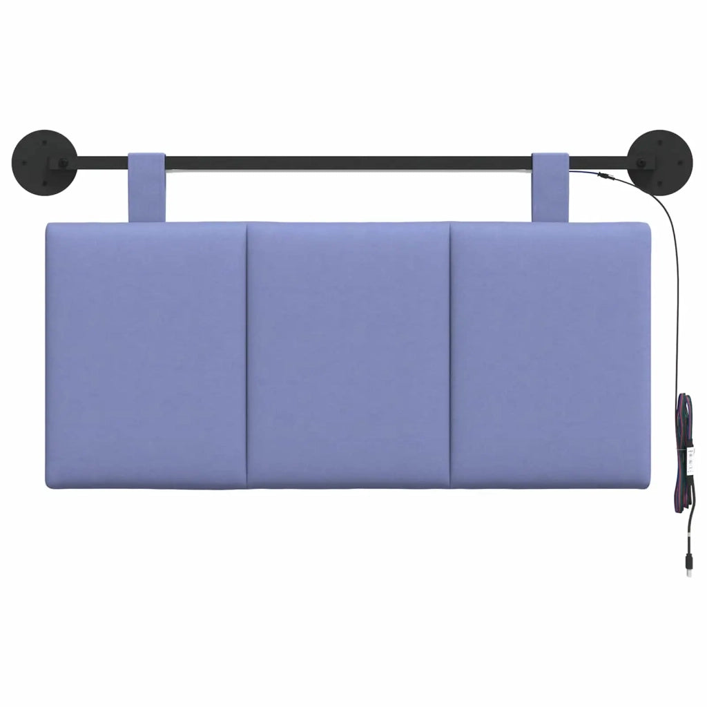 Testiera sospesa Con luce LED Blu jeans Tessuto