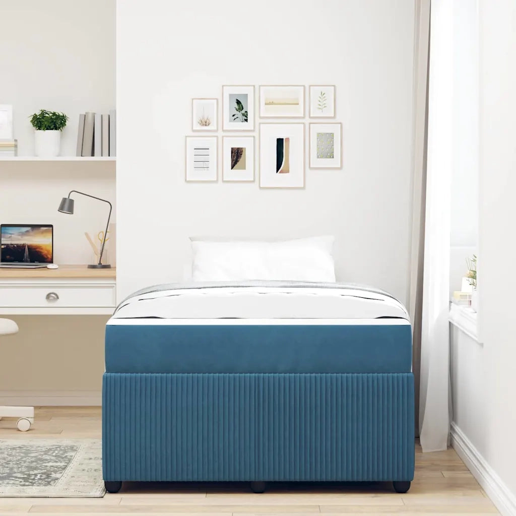 Struttura del letto con materasso Blu 120 x 190 cm Tessuto