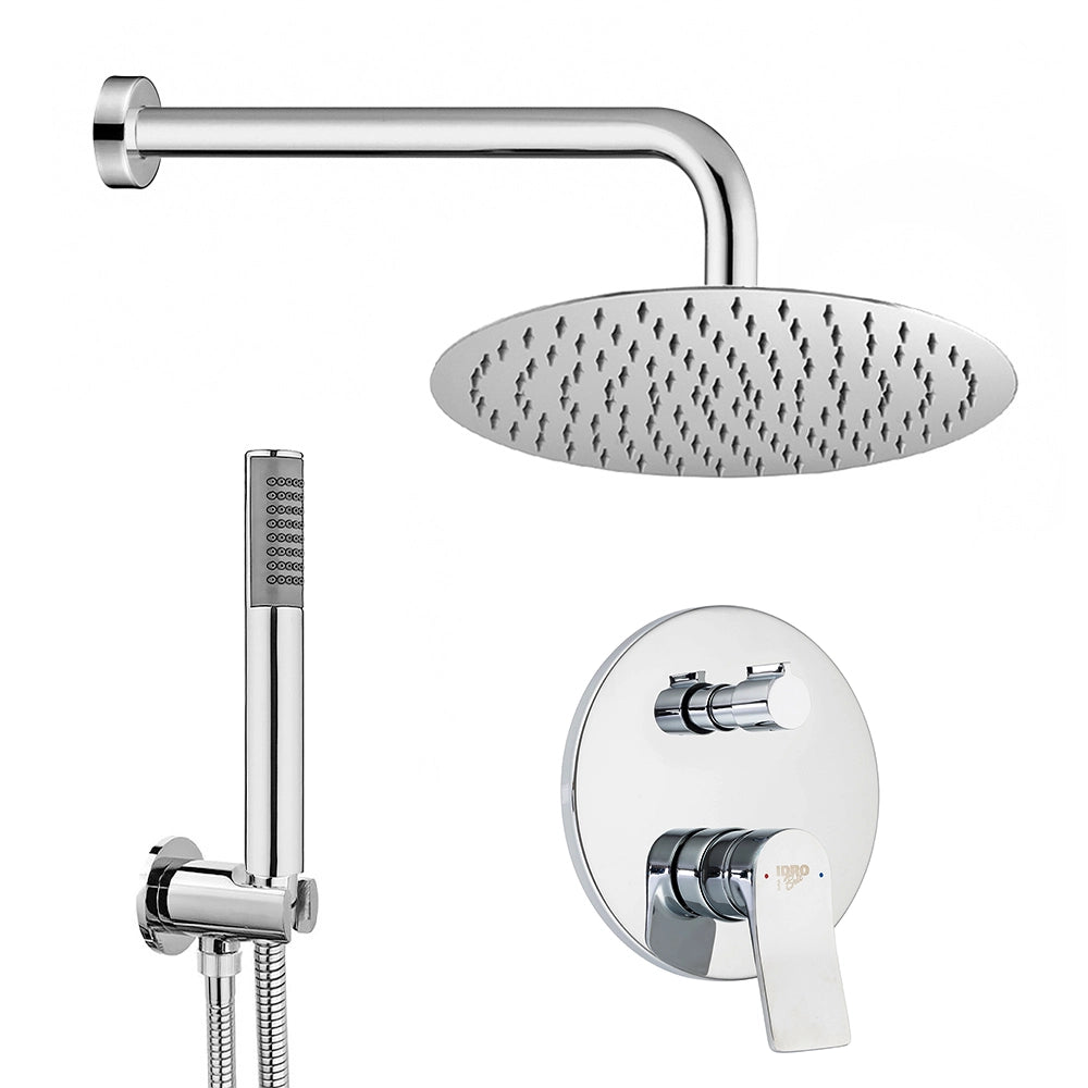 Set doccia incasso con braccio soffione e kit doccino acciaio cromo linea Sound